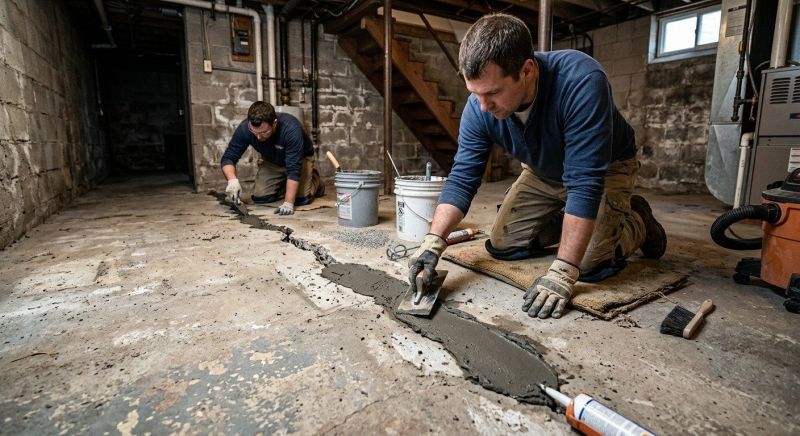 Cracked Basement Floor Repair in Phoenixville, PA